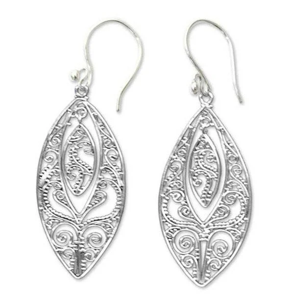 Gemstone Drop Earrings for Color -Handmade Sterling Silver 'Lace' Dangle Earrings (Indonesia)