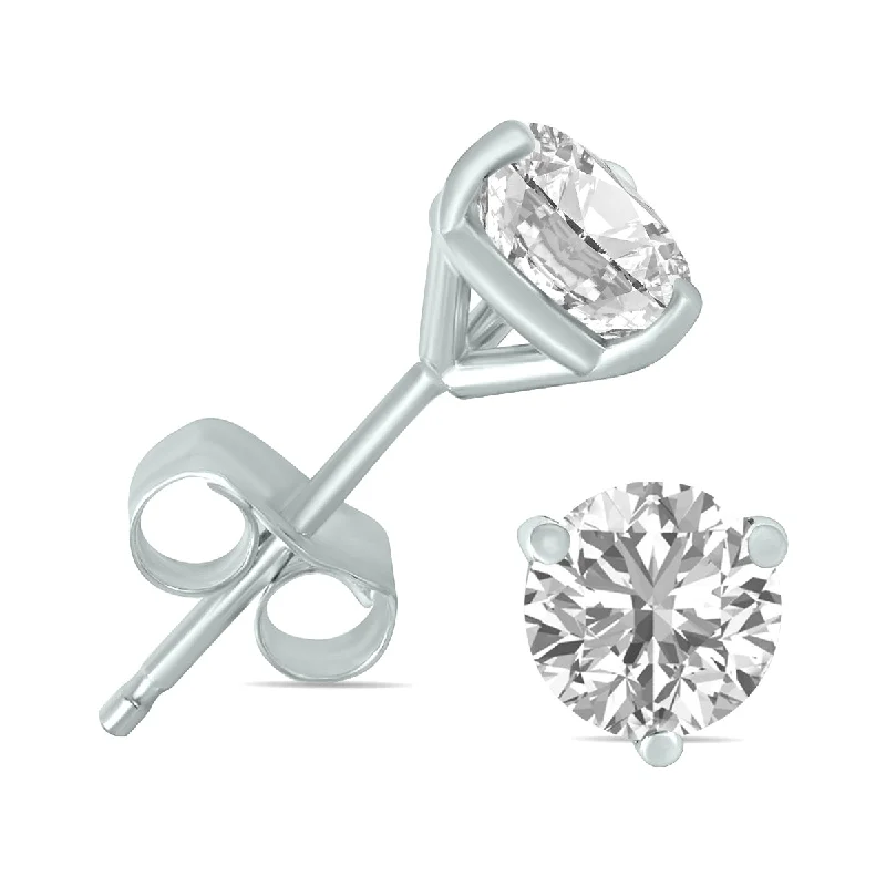 Drop Earrings for Everyday Glamour -1.50 Carat Tw Lab Grown Diamond Martini Set Round Earrings In 14K White Gold