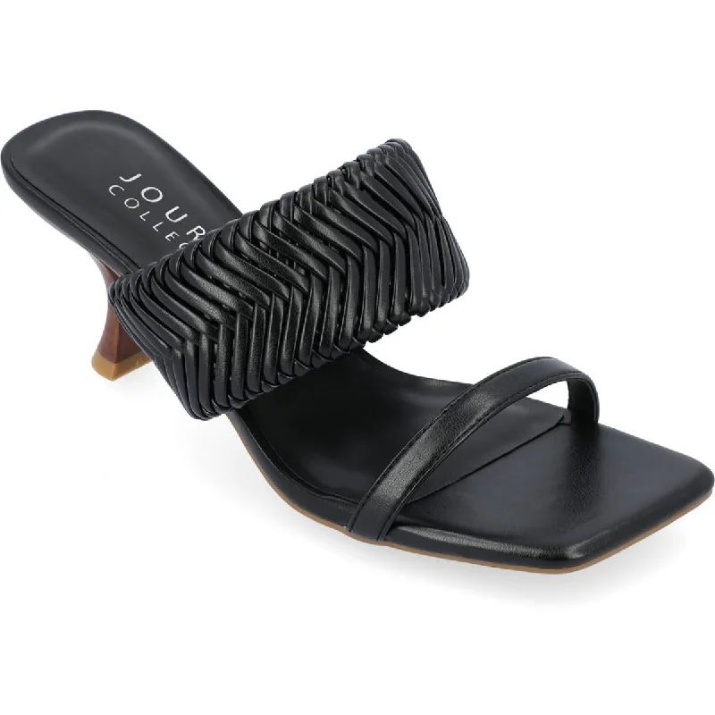 Outdoor sandals for men with durable rubber sole and adjustable straps-Journee Collection Womens Monka Faux Leather Square Toe Heels