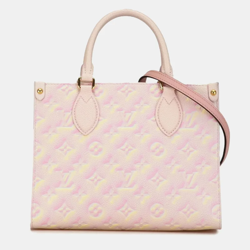 Handle bags with thick handles for support -Louis Vuitton Pink Monogram Empreinte Summer Stardust Onthego Pm Tote Bag