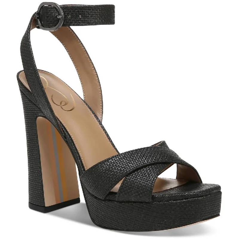 Casual sandals for women with lightweight construction and adjustable ankle straps-Sam Edelman Womens Kayna Buckle Ankle Strap Heels