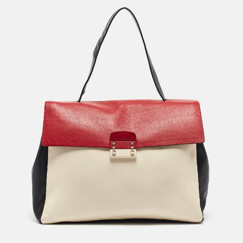 Handle bags with colorful handles for flair -Valentino Multicolor Leather Mime Top Handle Bag