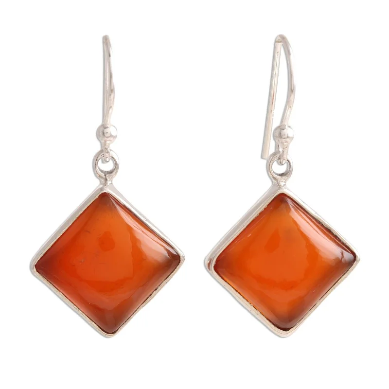 Drop Earrings for Christmas Party -NOVICA Honey Squares, Carnelian dangle earrings - 1.3*0.6