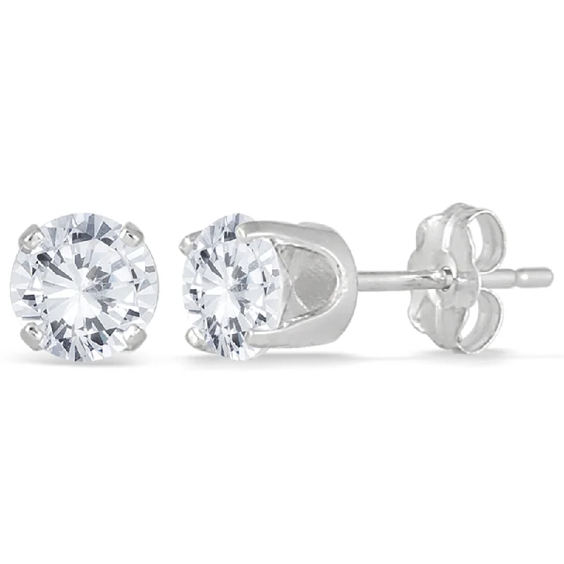 Drop Earrings with Animal Motifs -1 Ctw Genuine Diamond Solitaire Earrings In 14K White Gold