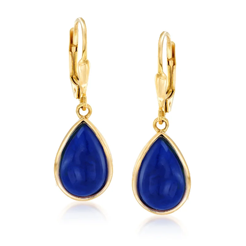 African Drop Earrings with Culture -Ross-Simons Lapis Teardrop Earrings in 18kt Gold Over Sterling