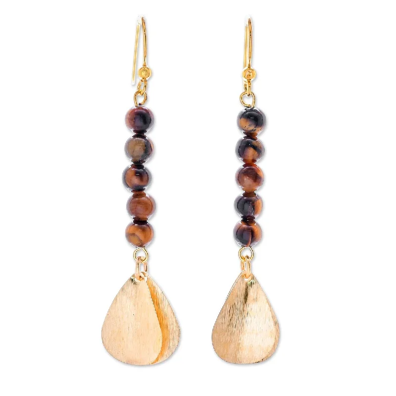 Drop Earrings for Anniversary -NOVICA Earthen Glimmer, Tiger's eye dangle earrings - 2.8*0.5