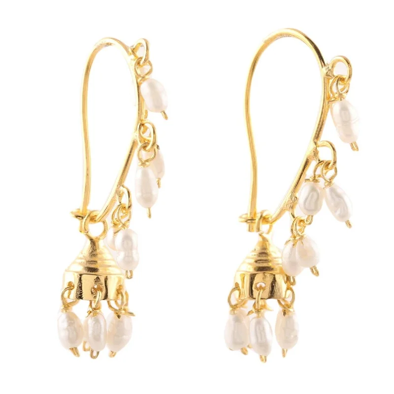 Drop Earrings for Graduation Day -NOVICA Pearl Melody, Gold plated cultured pearl chandelier earrings - 1.4*0.2