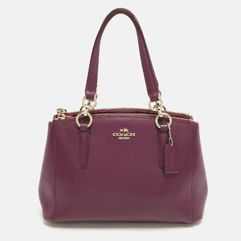 Handle bags with holiday themes for festivities -Coach Purple Leather Christie Carryall Tote