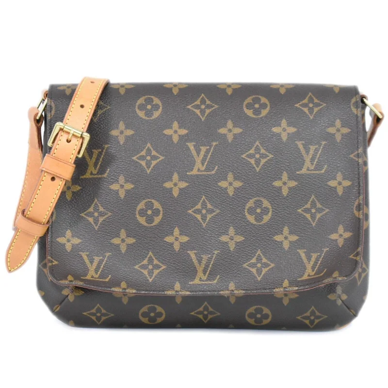 Handle bags with colorful handles for flair -Louis Vuitton Musette Tango  Canvas Shoulder Bag (Pre-Owned)