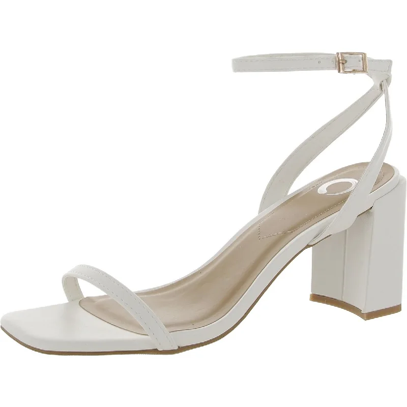 Elegant sandals for evening events with satin finish and embellished details-Journee Collection Womens Aylia Faux Leather Square Toe Block Heels