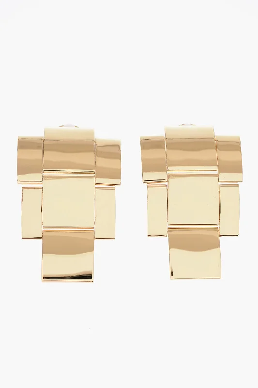 Drop Earrings for Wellness Routine -Balmain Gold-Toned Earrings With Clip Closure