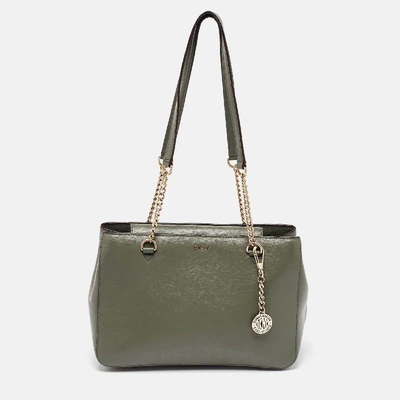 Handle bags with sleek silhouettes for fashion -Dkny Grey Saffiano Leather Tote