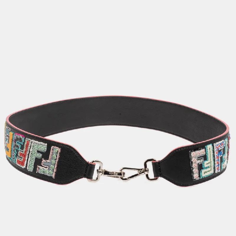 Handle bags with bold text for statements -Fendi Multicolor Fun Fair Sequins Embellished Leather Strap You Shoulder Bag Strap