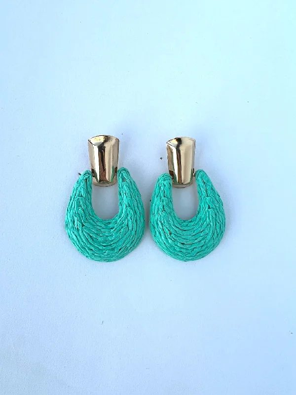 Ethnic Drop Earrings with Tribal Design -SALE - Deanna Wrapped Raffia Gradual Earrings