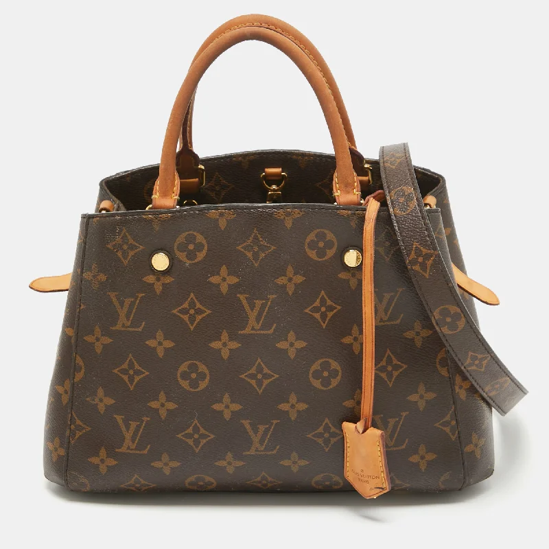 Handle bags with sleek black for elegance -Louis Vuitton Monogram Canvas And Leather Montaigne Bb Bag