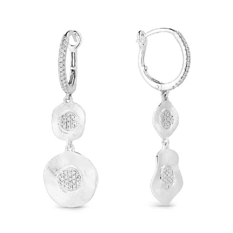 Drop Earrings for Casual Outfit -18" 0.19Ct White Diamond Drop/dangle Earrings In 14K White Gold