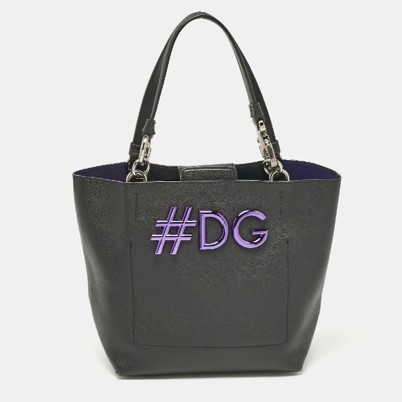 Handle bags with soft velvet for luxury -Dolce & Gabbana Black Leather Beatrice Tote