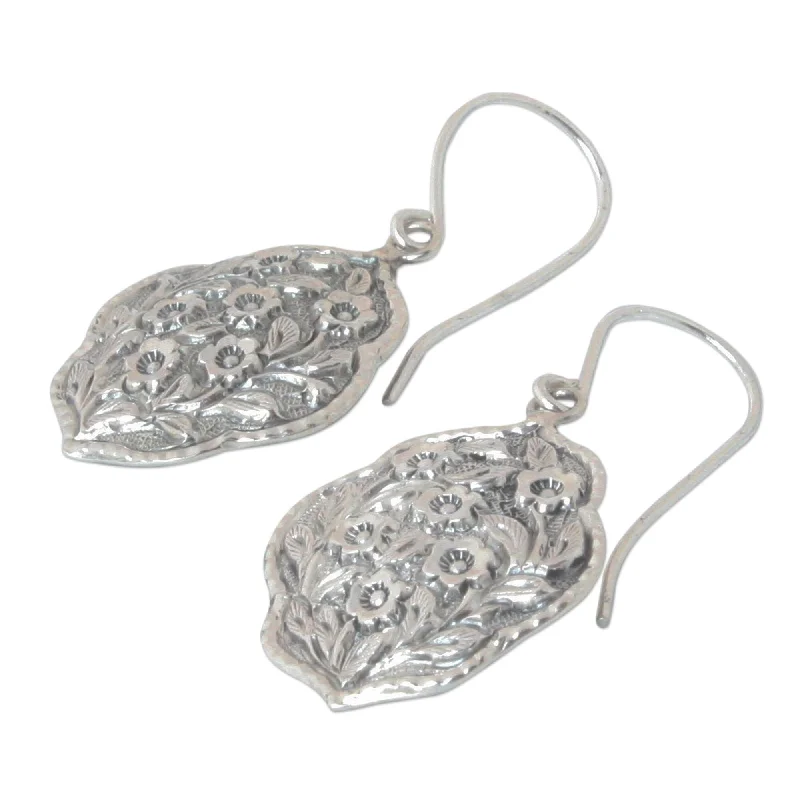 Detachable Drop Earrings with Charms -Sterling Silver 'Spring Bouquet' Flower Earrings (Thailand)