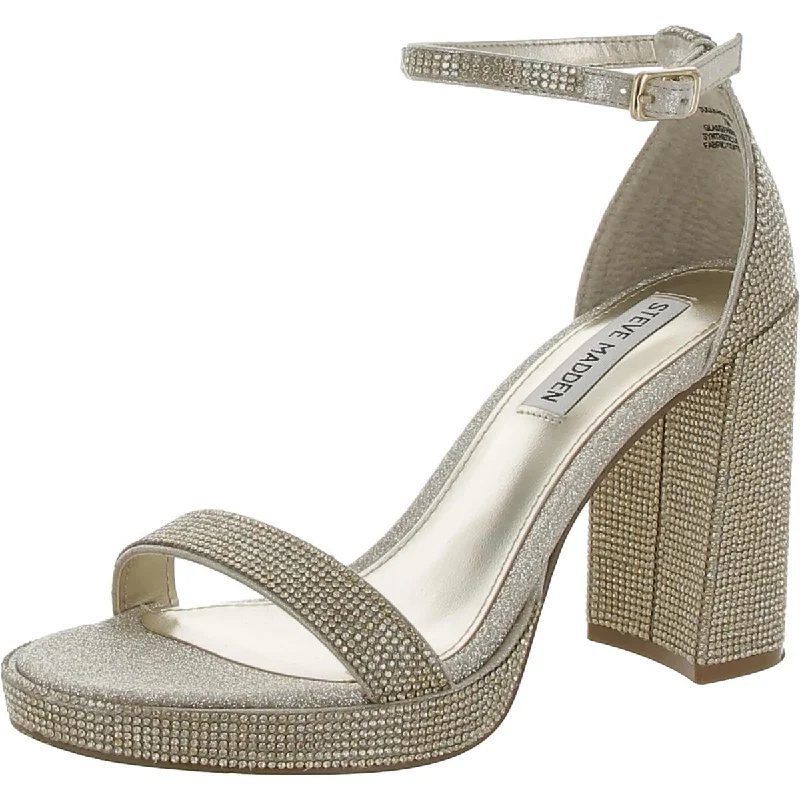 Comfortable sandals for women with elastic straps and lightweight construction for ease-Steve Madden Womens Susan Glitter Embellished Heels