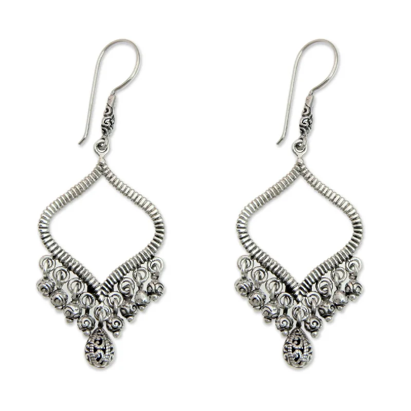 Nickel Free Drop Earrings for Safety -Sterling Silver Ancient Chimes Earrings (Indonesia) - 2.5L*0.9W