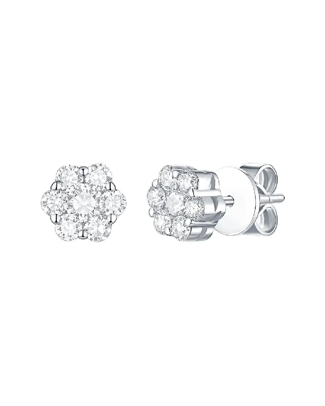 Drop Earrings with Hammered Finish -Elegant 1/2Ct Lab-Grown Diamond Flower Shape Earrings