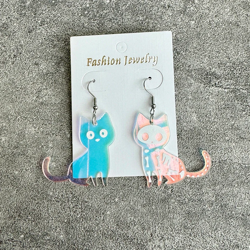 Drop Earrings for Everyday Glamour -Wholesale Halloween Colorful Cat Fun Color-changing Acrylic Drop Earrings