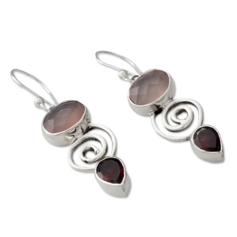 Hypoallergenic Drop Earrings for Sensitive -Sterling Silver 'Romantic Journey' Garnet Quartz Earrings