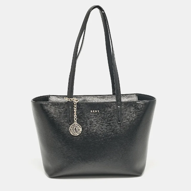 Handle bags with durable hemp for sustainability -Dkny Black Leather Medium Bryant Tote