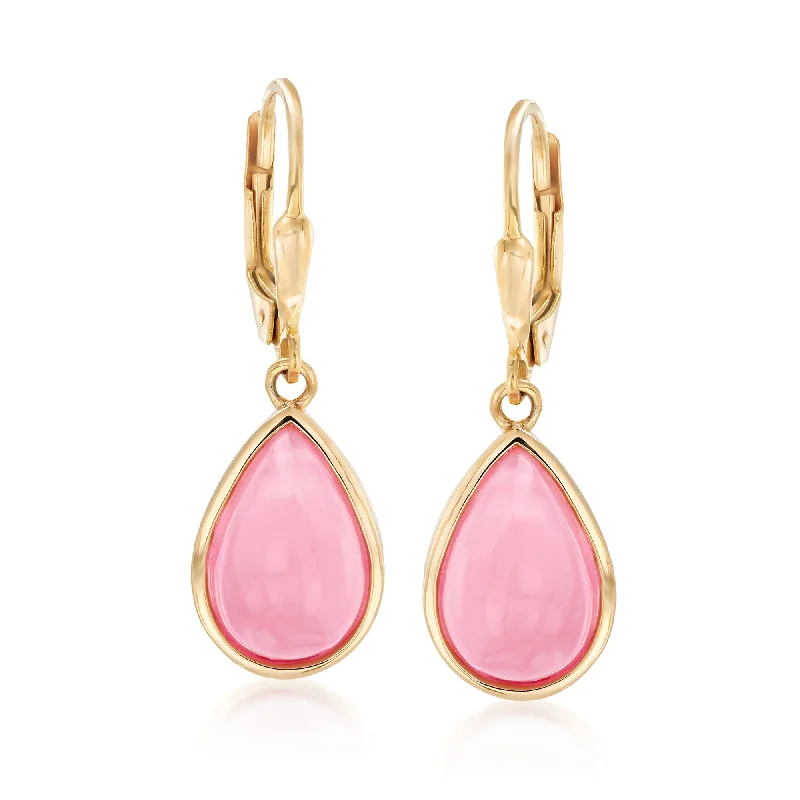 Drop Earrings with Leaf Motifs -Ross-Simons Pink Opal Teardrop Earrings in 18kt Gold Over Sterling