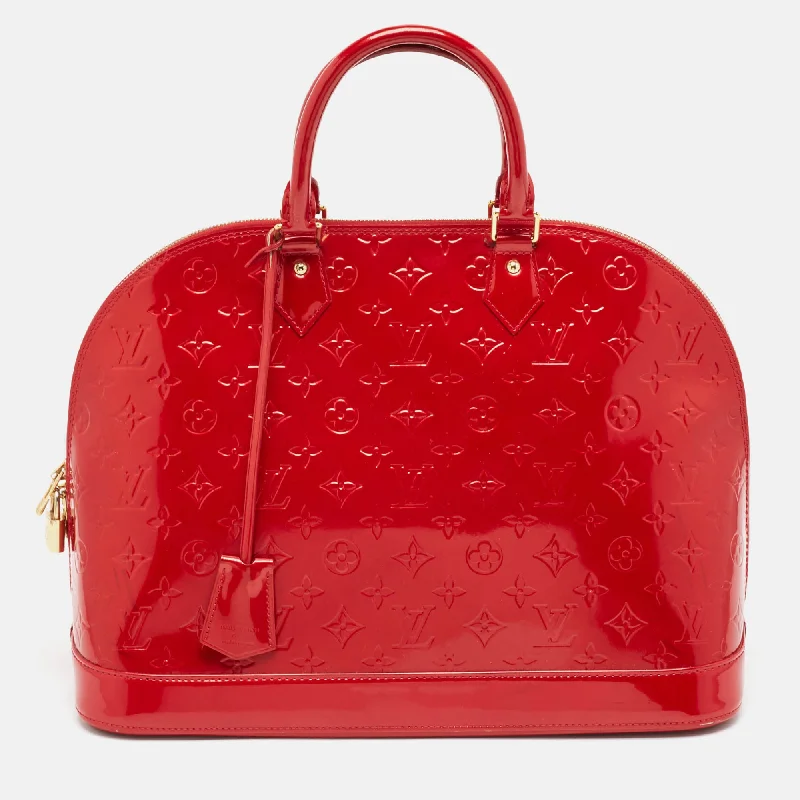 Handle bags with hidden pockets for security -Louis Vuitton Pomme D’amour Monogram Vernis Alma Gm Bag