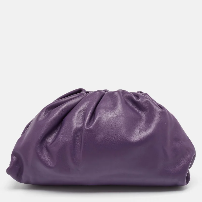 Handle bags with artistic prints for creativity -Bottega Veneta Purple Leather Leather Teen Pouch