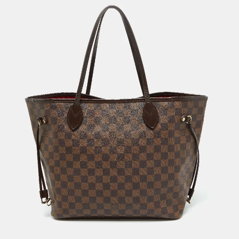 Handle bags with bohemian tassel embellishments -Louis Vuitton Damier Ebene Canvas Neverfull Mm Bag