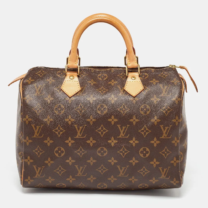 Handle bags with contrast stitching for detail -Louis Vuitton Monogram Canvas Speedy 30 Bag