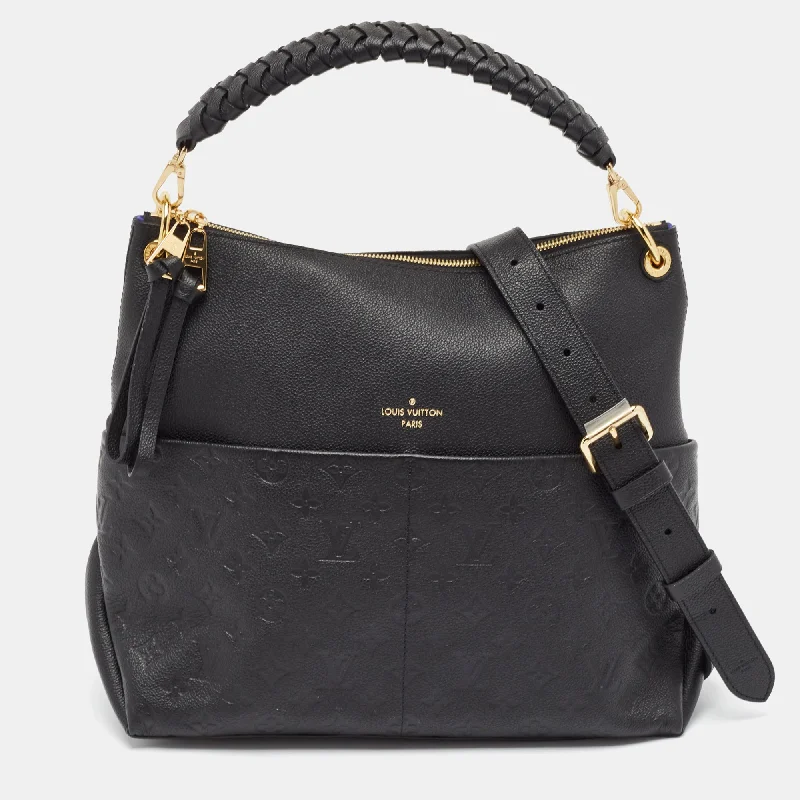 Handle bags with bohemian tassel embellishments -Louis Vuitton Black Monogram Empreinte Leather Maida Bag