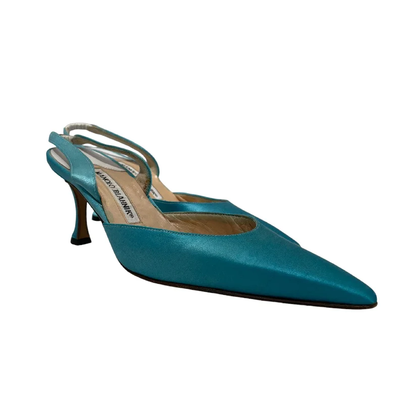 Beach sandals for women with flip-flop style and waterproof construction for comfort-MANOLO BLAHNIK/Heels/US 5/BLU/