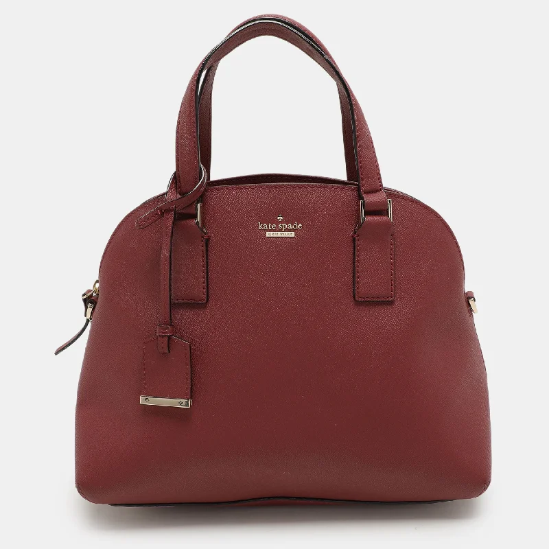 Handle bags with sleek hardware for sophistication -Kate Spade Burgundy Leather Sylvia Dome Satchel