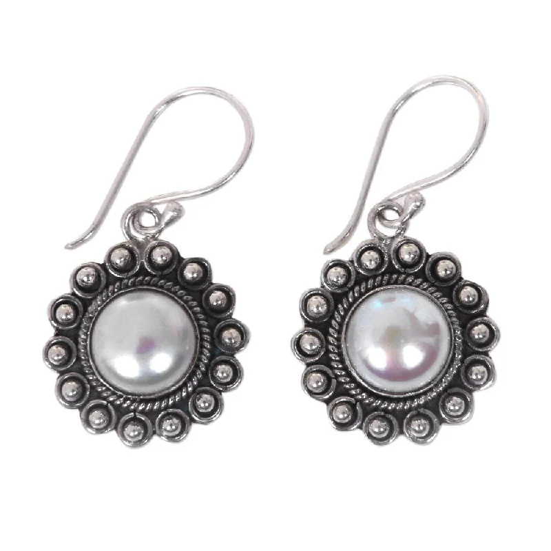 Drop Earrings for Party Look -Sterling Silver 'Strong Sun' Cultured Pearl Earrings