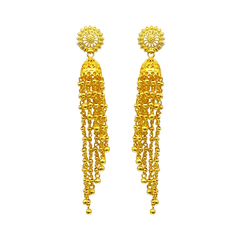 Large Drop Earrings for Statement -Gold pearl Tassel Zumkha Earrings