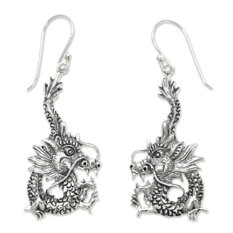 Drop Earrings for Graduation Day -NOVICA Handmade Sterling Silver Dragon Splendor Earrings (Indonesia)