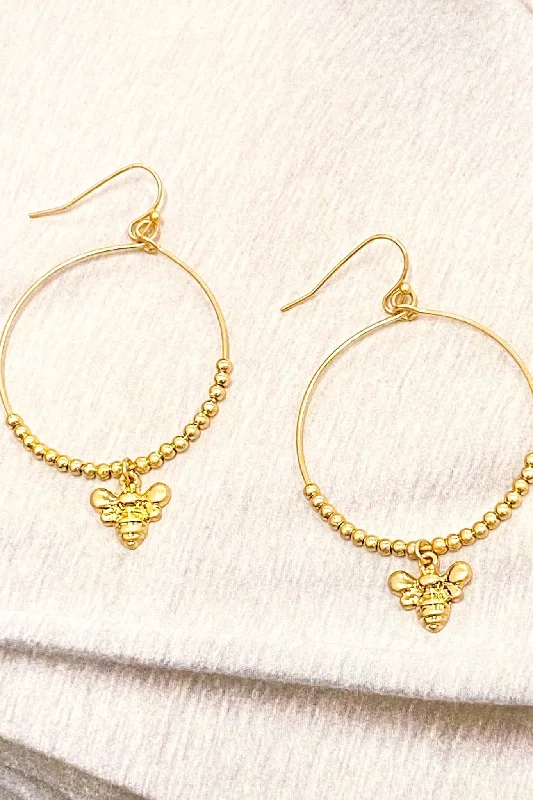 Lightweight Drop Earrings for All Day -Looking Sweet Bee Circle Hoop Earrings