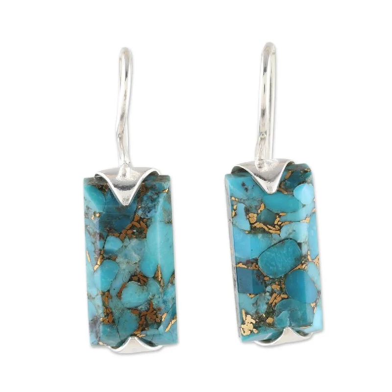 Screw Back Drop Earrings for Security -NOVICA Beautiful Blue, Composite turquoise drop earrings