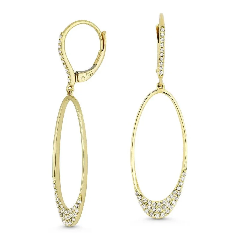 Punk Drop Earrings with Spikes -18" 0.31Ct White Diamond Drop/dangle Earrings In 14K Yellow Gold