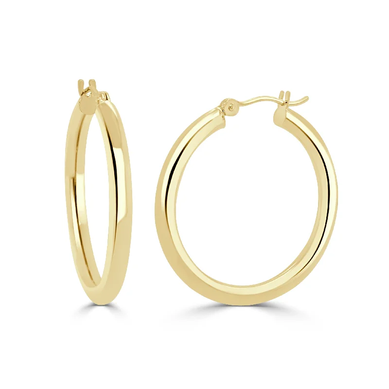 Drop Earrings with Debossed Designs -Joelle Collection Gold Earrings 14K Yellow Gold 3 x 25 MM