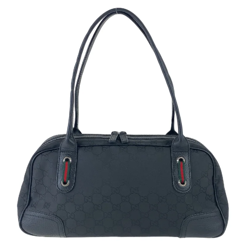 Handle bags with monogram designs for personalization -Gucci GG Canvas Leather Shoulder Handbag