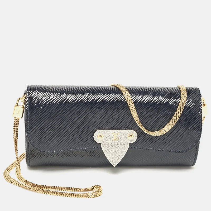 Handle bags with wide openings for access -Louis Vuitton Navy Blue Electric Epi Leather Night Box