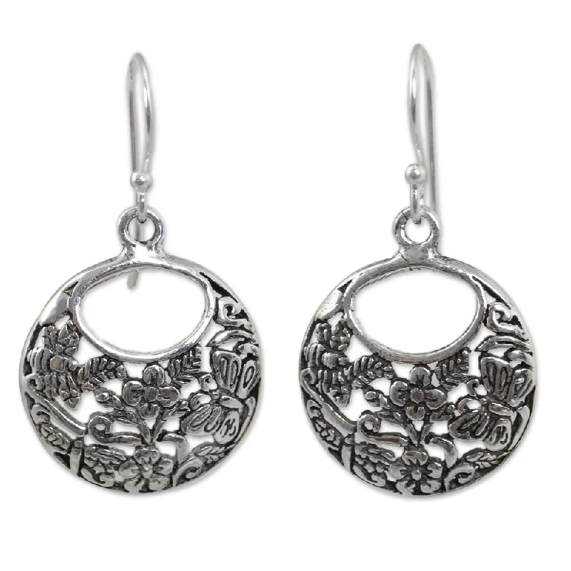 Pearl Drop Earrings for Elegance -Handmade Sterling Silver 'Magical Garden' Earrings (Thailand)