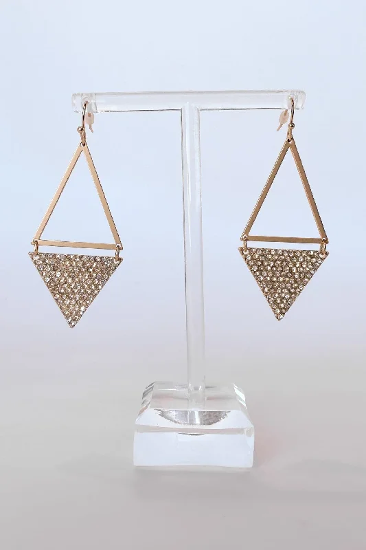 Drop Earrings for Fitness Activities -Diva Days Geo Crystal Pave Drop Earrings