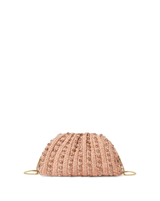 Handle bags with structured shapes for class -Bailey Pleated Clutch In Blush