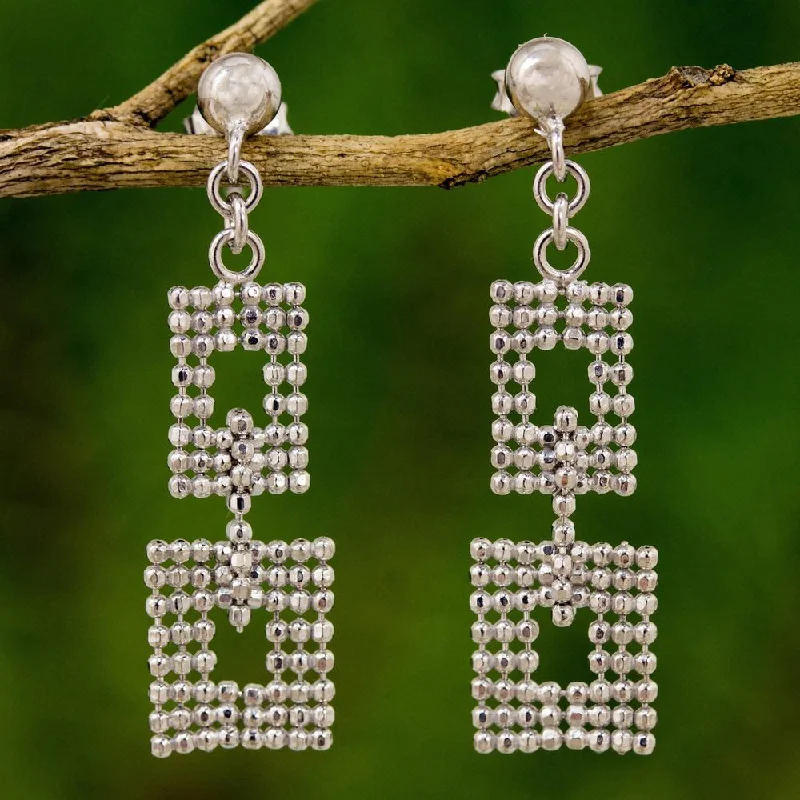 Drop Earrings for Everyday Glamour -Handmade Sterling Silver 'Bangkok Palace' Earrings (Thailand)