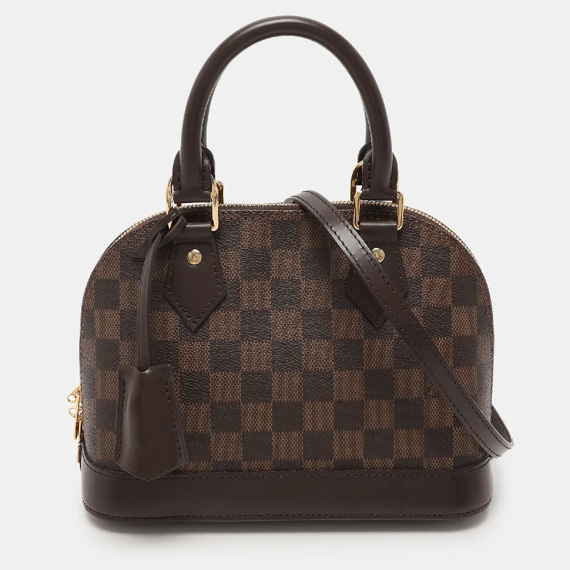 Handle bags with sleek zippers for closure -Louis Vuitton Damier Ebene Canvas Alma Bb Bag